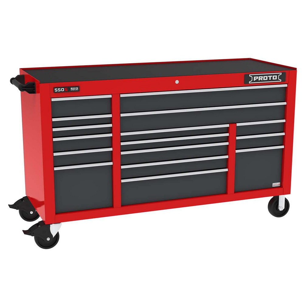 Steel Tool Roller Cabinet: 67" Wide, 41" High, 25-1/4" Deep, 16 Drawer