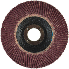 Flap Disc:  4-1/2" Dia, 5/8-11" Hole, 80 Grit, Aluminum Oxide, Type 27