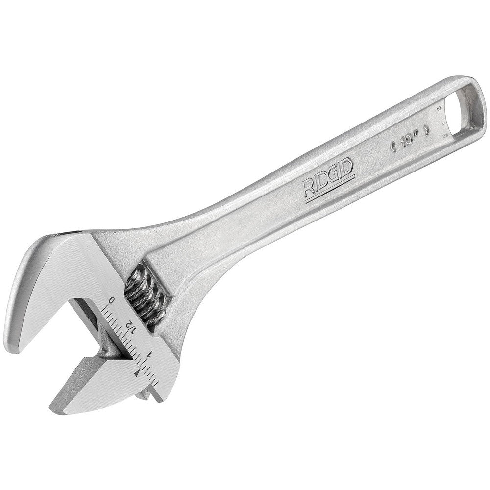 Adjustable Wrench: 10" OAL, 1-1/8" Jaw Capacity