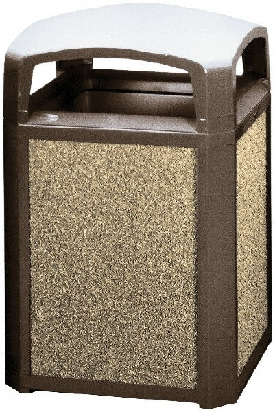 Landmark Trash Can with Dome Top Frame, Rigid Liner Included, 50 Gal, Sable Plastic, Outdoor