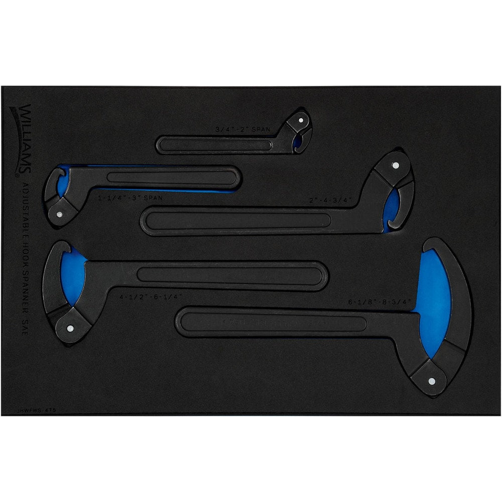 Spanner Wrenches & Sets; Set Type: Adjustable Hook Spanner Wrench Set; Container Type: Foam; Wrench Material: Steel