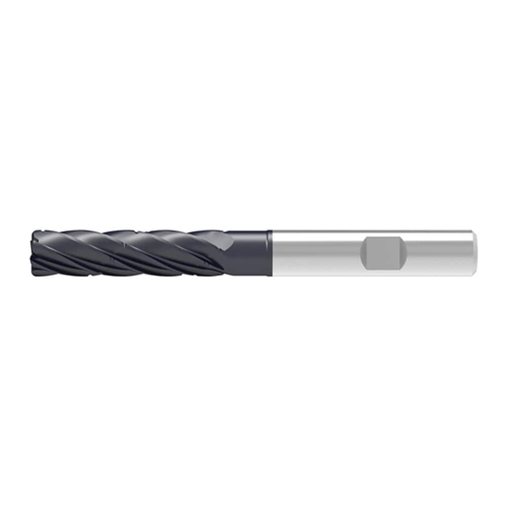 Corner Radius End Mill: 16.00 mm Dia, 65.00 mm LOC, 1.00 mm Radius, 5 Flute, Solid Carbide