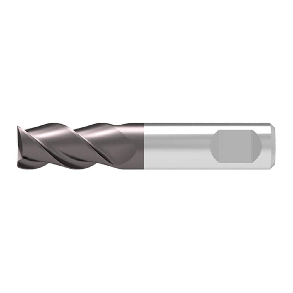 Corner Chamfer End Mill: 8.70 mm Dia, 14.00 mm LOC, 3 Flute, 0.10 mm Chamfer Width, Solid Carbide