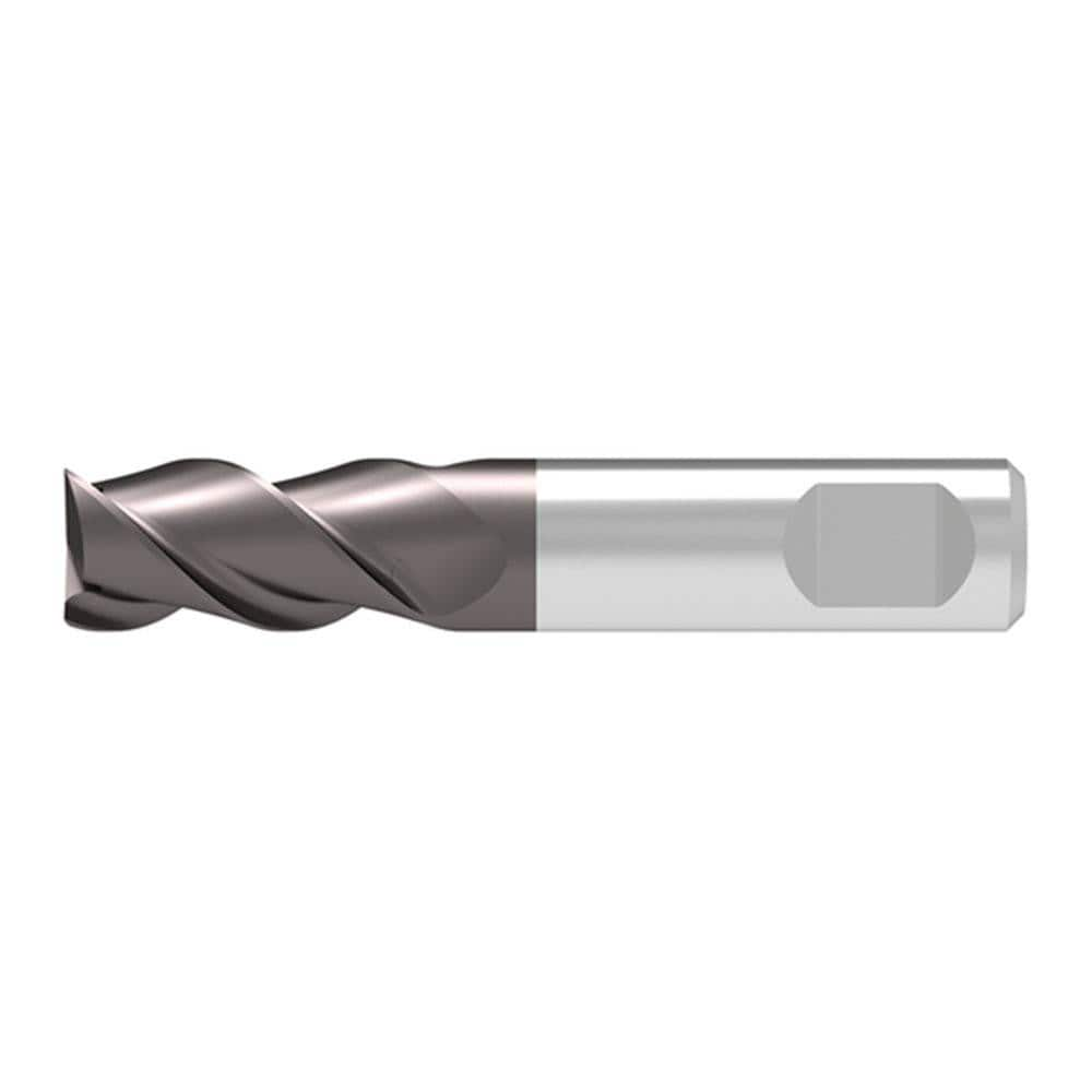 Corner Chamfer End Mill: 7.00 mm Dia, 12.00 mm LOC, 3 Flute, 0.10 mm Chamfer Width, Solid Carbide