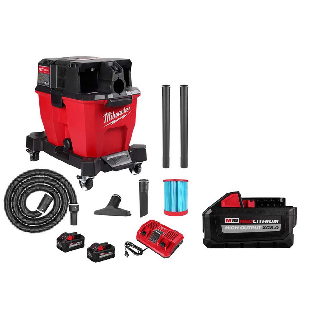 Wet/Dry Vacuum: Battery, 9.0 gal, 4.2 hp