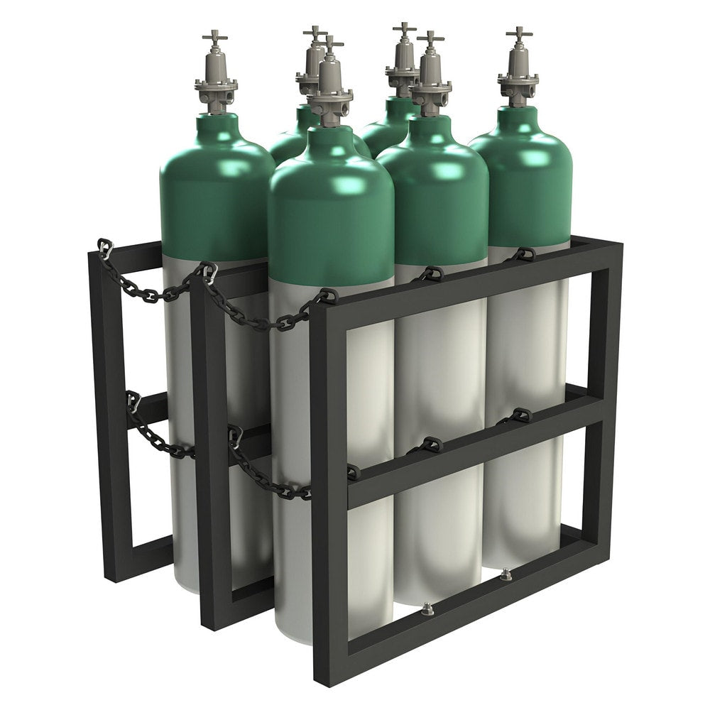 Gas Cylinder Carts, Racks, Stands & Holders; Gas Cylinder Rack Type: Six Cylinder Floor Stand Rack; Fits Cylinder Diameter: 11 in; Number Of Cylinders: 6; Overall Width: 30; Overall Height: 30 in; Material: Steel; Overall Length: 36.00; Finish: Powder Coa