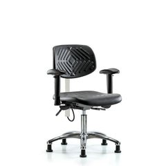 ESD Task Chair: ESD Polyurethane, 22-3/4" Seat Height, Black