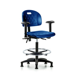 Polyurethane Task Chair: Polyurethane, 34" Seat Height, Blue