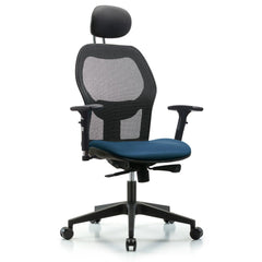 Mesh Office Task Chair: Vinyl, 23" Seat Height, Marine Blue