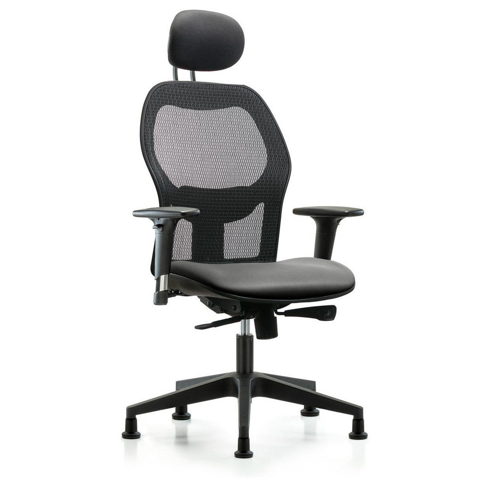 Mesh Office Task Chair: Vinyl, 23" Seat Height, Sterling