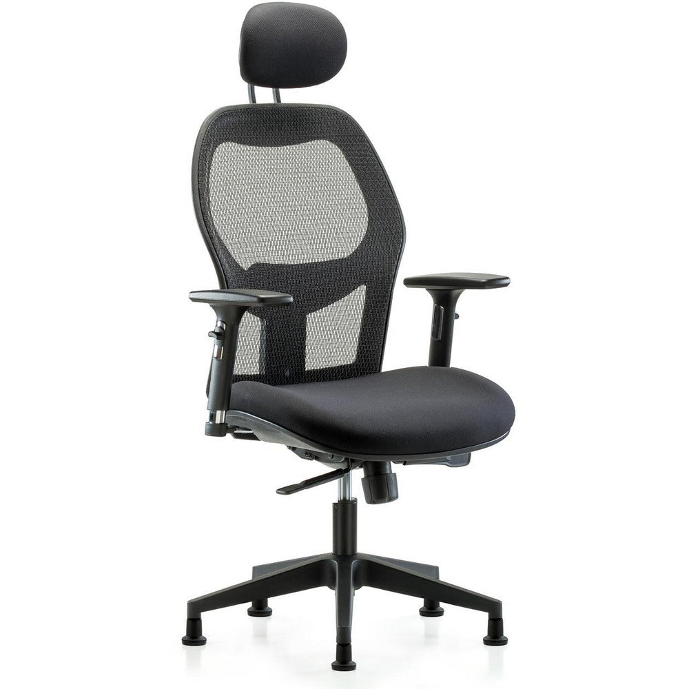 Mesh Office Task Chair: Mesh Fabric, 23" Seat Height, Black