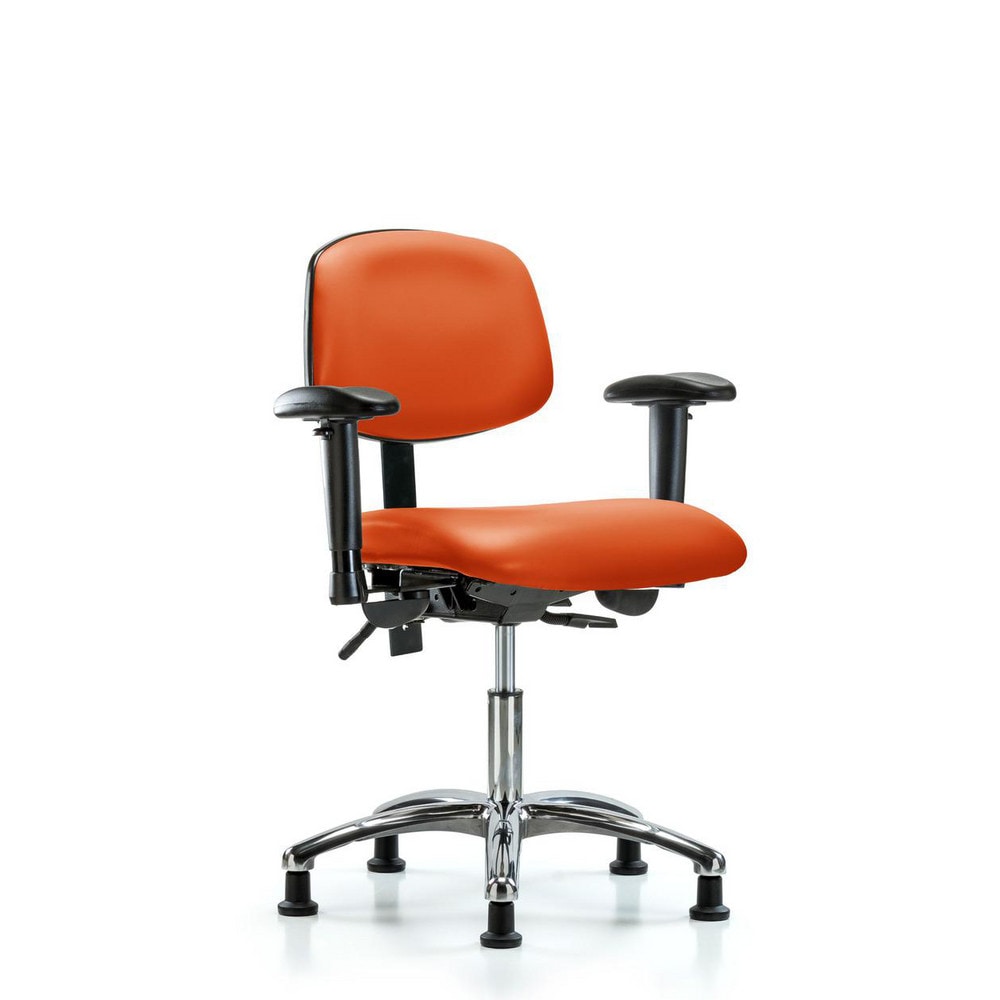 Ergonomic Multifunction Task Chair: Vinyl, 24" Seat Height, Orange Kist