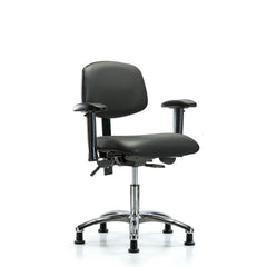 Ergonomic Multifunction Task Chair: Vinyl, 24" Seat Height, Carbon