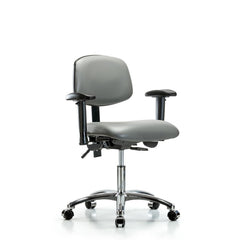 Ergonomic Multifunction Task Chair: Vinyl, 24" Seat Height, Sterling