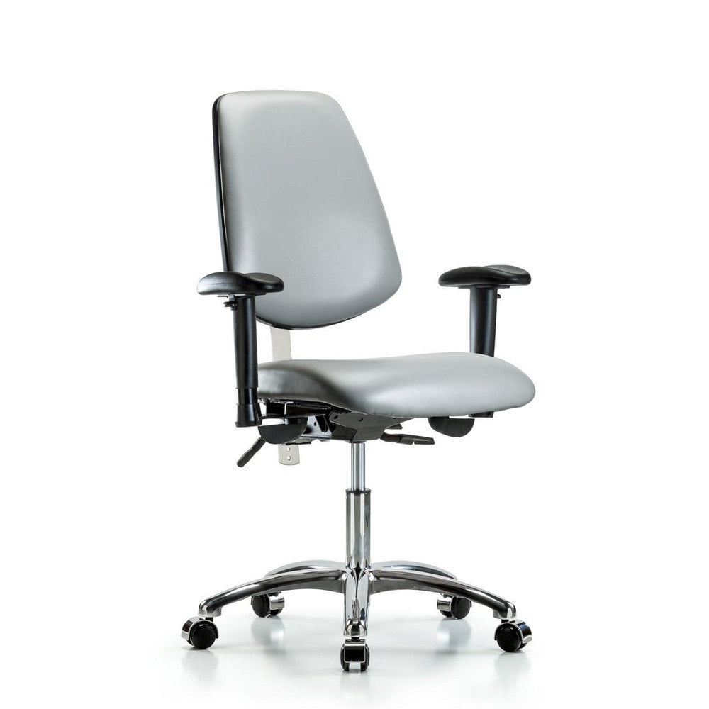 Clean Room Task Chair: Vinyl, 24" Seat Height, Sterling