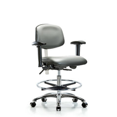 Clean Room Task Chair: Vinyl, 29" Seat Height, Sterling