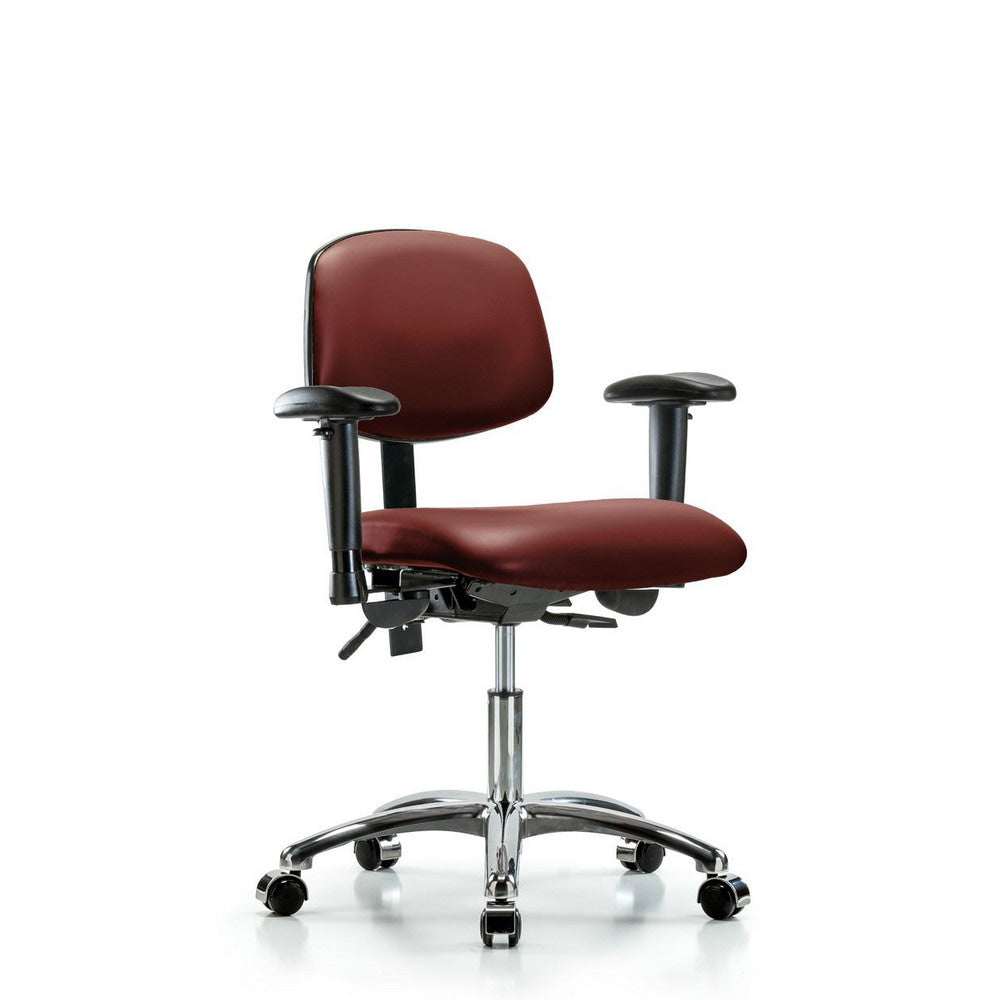 Ergonomic Multifunction Task Chair: Vinyl, 24" Seat Height, Borscht