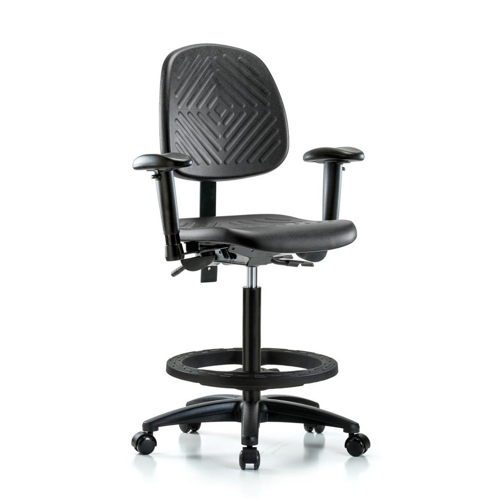 Polyurethane Task Chair: Polyurethane, 33-1/4" Seat Height, Black