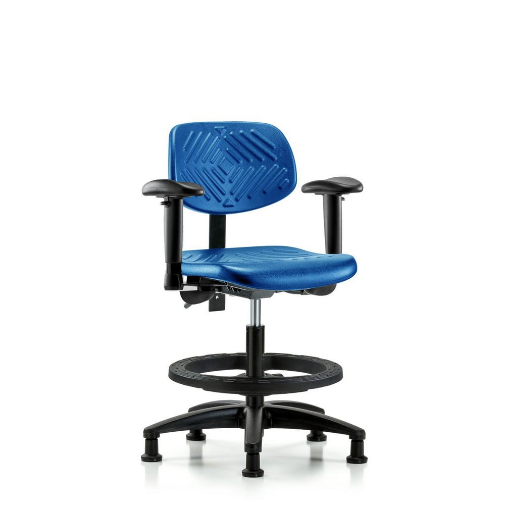 Polyurethane Task Chair: Polyurethane, 26-3/4" Seat Height, Blue