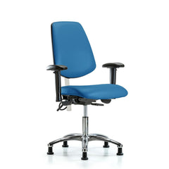 Clean Room & ESD Task Chair: ESD Vinyl, 24" Seat Height, Blue