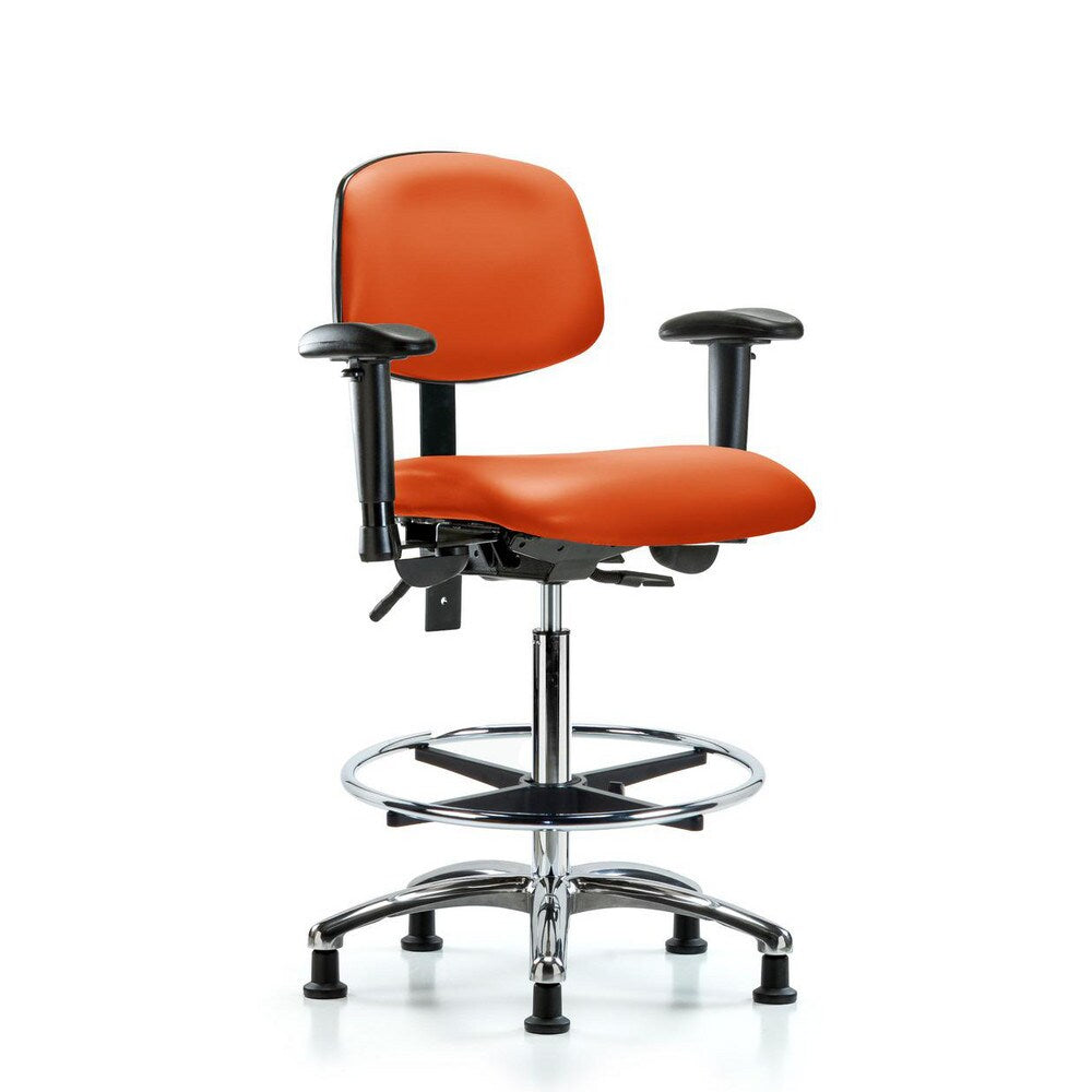 Ergonomic Multifunction Task Chair: Vinyl, 36" Seat Height, Orange Kist