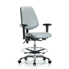 Ergonomic Multifunction Task Chair: Vinyl, 29" Seat Height, Dove Gray