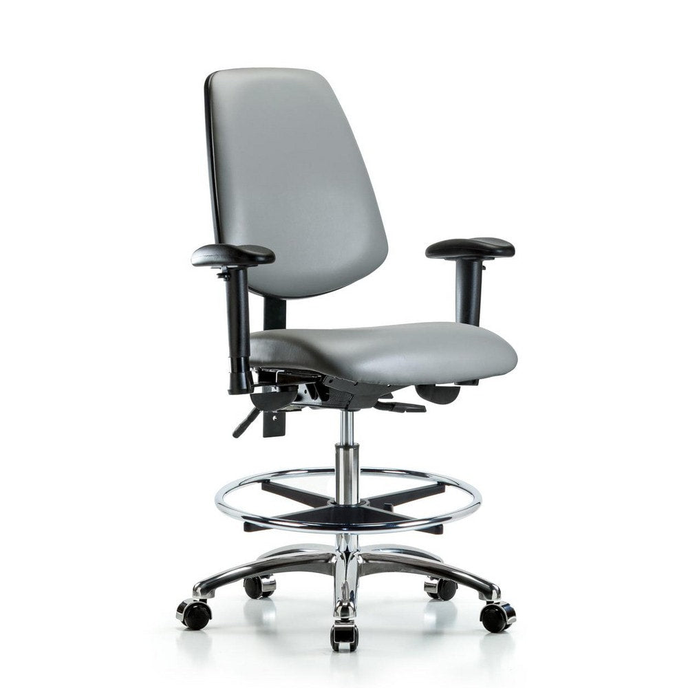 Ergonomic Multifunction Task Chair: Vinyl, 29" Seat Height, Sterling