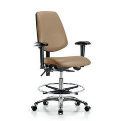 Ergonomic Multifunction Task Chair: Vinyl, 29" Seat Height, Taupe