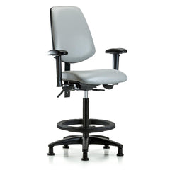 Ergonomic Multifunction Task Chair: Vinyl, 37" Seat Height, Dove Gray