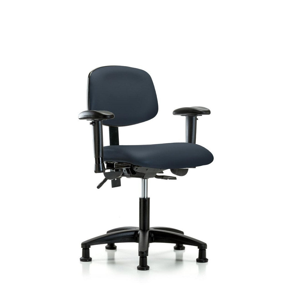 Ergonomic Multifunction Task Chair: Vinyl, 23" Seat Height, Imperial Blue