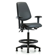 Ergonomic Multifunction Task Chair: Vinyl, 37" Seat Height, Carbon