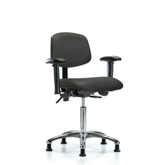 Ergonomic Multifunction Task Chair: Vinyl, 29" Seat Height, Charcoal