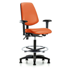 Ergonomic Multifunction Task Chair: Vinyl, 37" Seat Height, Orange Kist