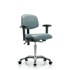 Ergonomic Multifunction Task Chair: Vinyl, 29" Seat Height, Storm