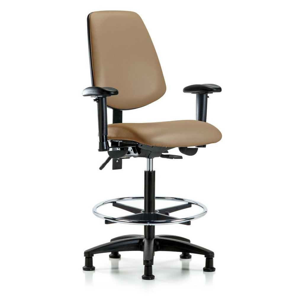 Ergonomic Multifunction Task Chair: Vinyl, 37" Seat Height, Taupe