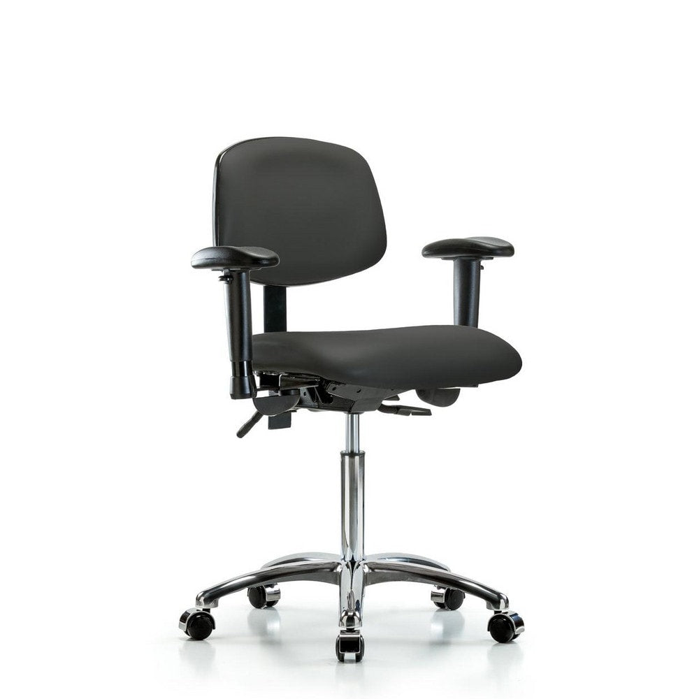 Ergonomic Multifunction Task Chair: Vinyl, 29" Seat Height, Charcoal