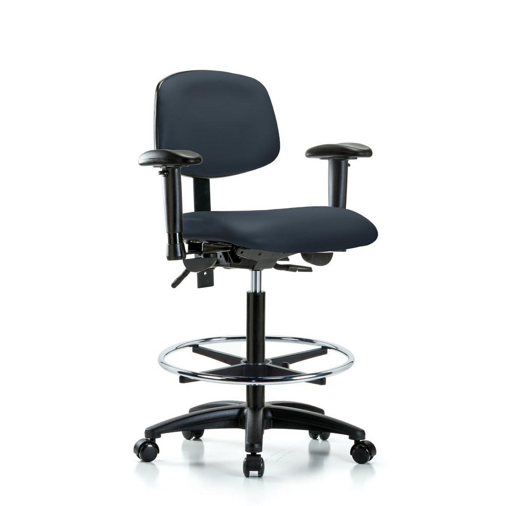 Ergonomic Multifunction Task Chair: Vinyl, 34-1/2" Seat Height, Imperial Blue