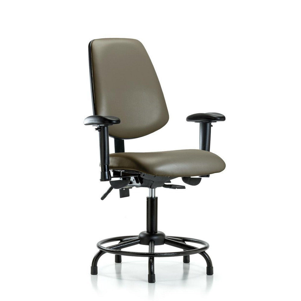 Ergonomic Multifunction Task Chair: Vinyl, 25-3/4" Seat Height, Taupe