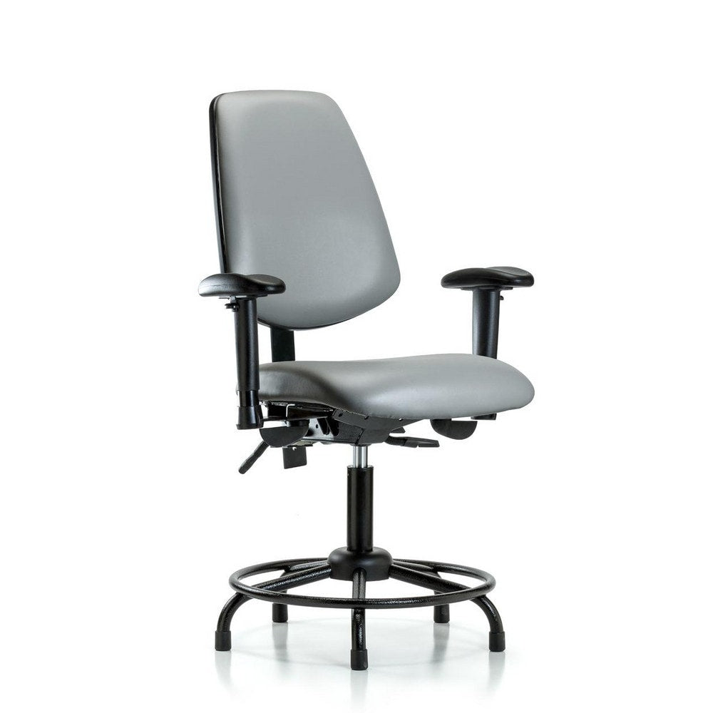 Ergonomic Multifunction Task Chair: Vinyl, 25-3/4" Seat Height, Sterling