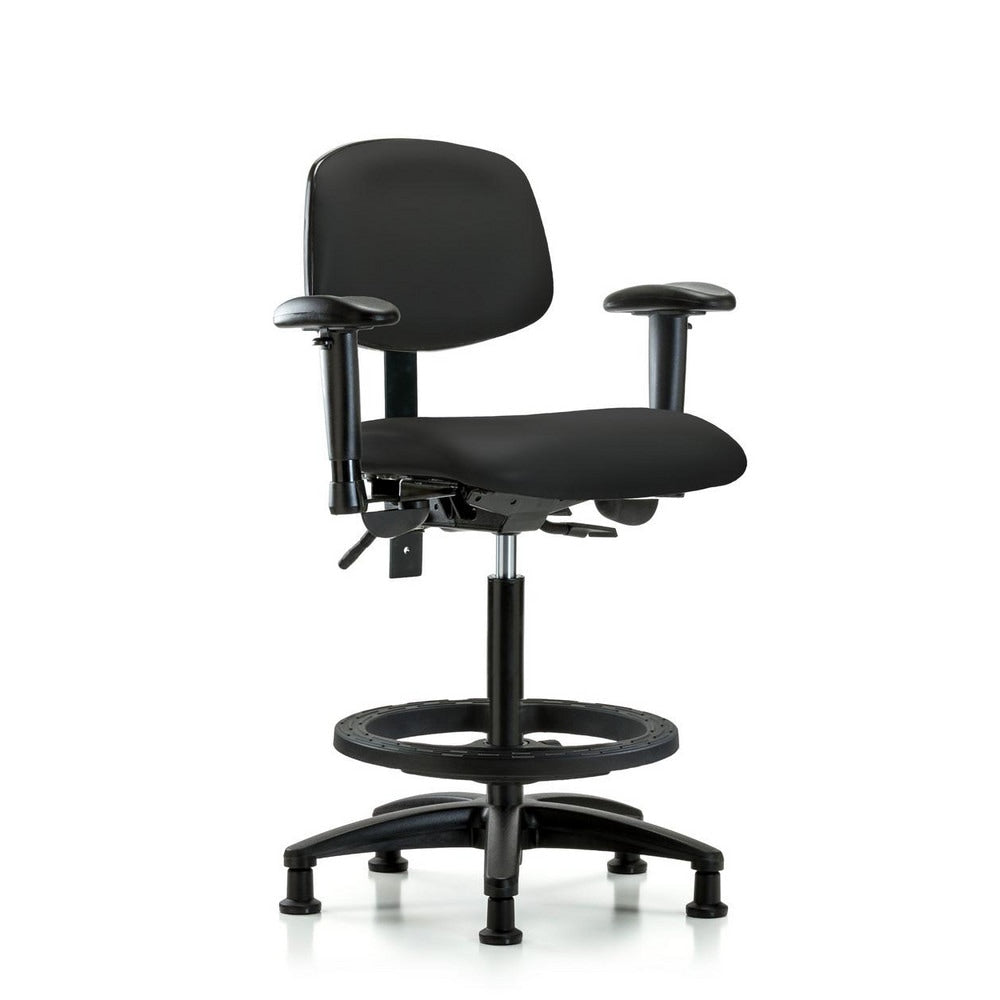 Ergonomic Multifunction Task Chair: Vinyl, 34-1/2" Seat Height, Black