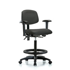 Ergonomic Multifunction Task Chair: Vinyl, 34-1/2" Seat Height, Charcoal