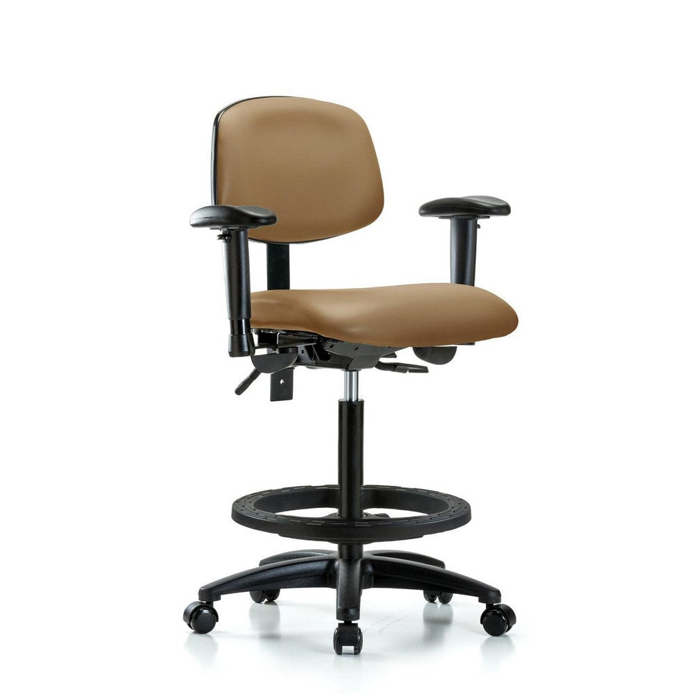 Ergonomic Multifunction Task Chair: Vinyl, 34-1/2" Seat Height, Taupe