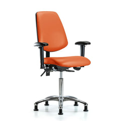 Ergonomic Multifunction Task Chair: Vinyl, 29" Seat Height, Orange Kist