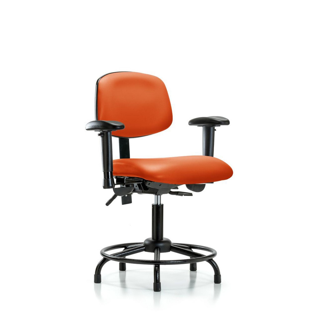 Ergonomic Multifunction Task Chair: Vinyl, 25-3/4" Seat Height, Orange Kist