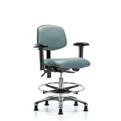 Ergonomic Multifunction Task Chair: Vinyl, 29" Seat Height, Storm