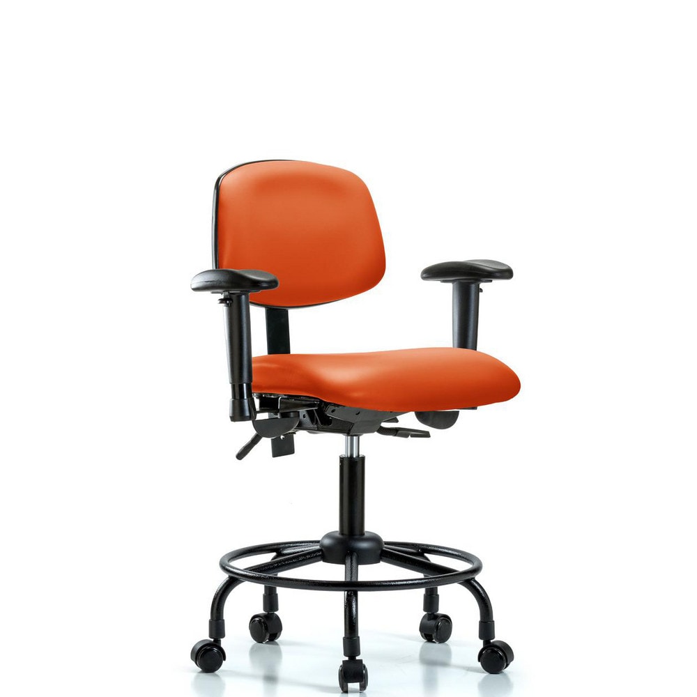 Ergonomic Multifunction Task Chair: Vinyl, 27-3/4" Seat Height, Orange Kist