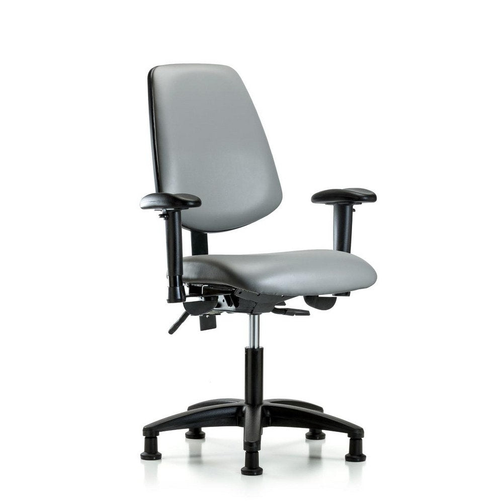 Ergonomic Multifunction Task Chair: Vinyl, 23" Seat Height, Sterling