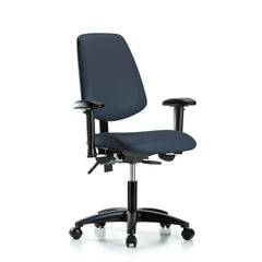 Ergonomic Multifunction Task Chair: Vinyl, 23" Seat Height, Imperial Blue