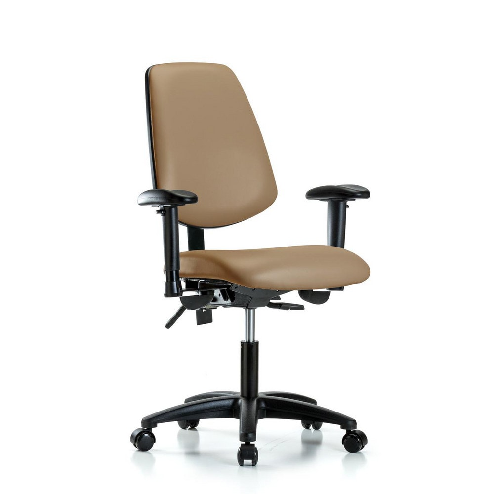 Ergonomic Multifunction Task Chair: Vinyl, 23" Seat Height, Taupe