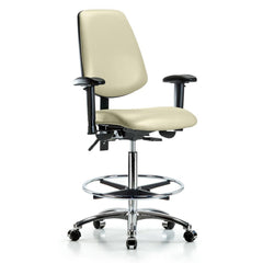 Ergonomic Multifunction Task Chair: Vinyl, 36" Seat Height, Adobe White